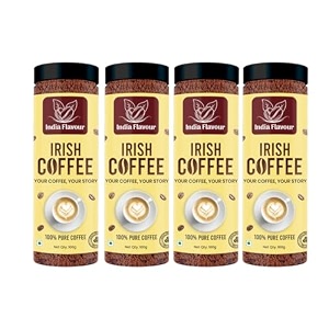 india flavour irish coffee  aromatic flavoured instant hot and cold coffee combo pack for relieving stress 100 gram each pack of 4 irish coffee