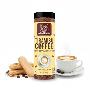 india flavour tiramisu coffee instant flavoured coffee powder - 50 cups in 100g  italian dessert-inspired  hot amp cold coffee  agglomerated instant coffee 100g tiramisu