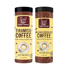 india flavour instant tiramisu and instant belgian chocolate coffee  hot amp cold granule 100g pack of 2
