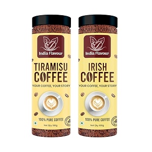 india flavour instant tiramisu and instant irish coffee  hot amp cold granule 100g pack of 2