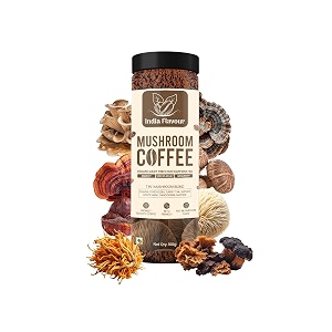 india flavour mushroom coffee - 7 mushroom blend with 100 pure coffee  energy focus amp immunity support  400gm pack of 4100gm each