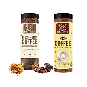 india flavour mushroom and instant irish coffee by  50 cups in 100g  hot amp cold  instant agglomerated coffee powder 100g pack of 2