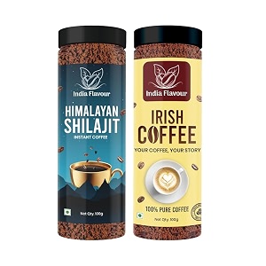 india flavour shilajit coffee and instant irish coffee by  50 cups in 100g  hot amp cold  instant agglomerated coffee powder 100g pack of 2