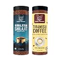 India Flavour Shilajit Coffee and Instant Tiramisu Coffee Italian Dessert-Inspired | 50 Cups in 100g | Rich &amp; Creamy | Hot &amp; Cold | (100g Pack of 2)
