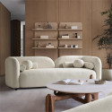 India wood mart Curved 3 Seater Cloud Sofa – Modern Upholstered 3-Seater Couch Fabric 3 Seater  Sofa (Finish Color - IVORY, Pre-assembled)