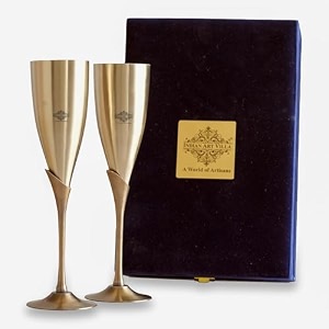 indian art villa brass matt finish embossed design flute champagne glass bareware bar accessories amp tools for bars catering venues home office party hotels volume- 200 ml set of 1