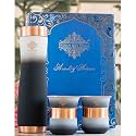 INDIAN ART VILLA Copper Bottle &amp; Glass Gift Set - 950 ml Water Bottle &amp; 2 Glasses (300 ml Each) - Pure Copper with Black &amp; White Ombre Silk Finish, Perfect for Gifting &amp; Everyday Use
