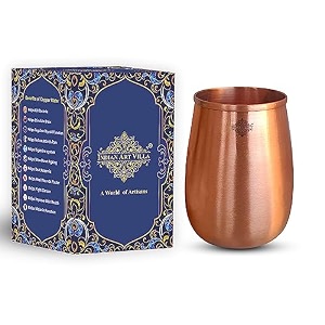 indian art villa copper dome shape tumbler 350 ml ayurvedic copper drinkware for daily use water amp traditional beverages gift item for home restaurant amp special occasions set of 1