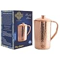 Indian Art Villa Copper Hammered Jug with Lid, for Drinkware, Volume - 1500 ML
