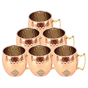 indian art villa pure copper bucket shaped diamond hammered design moscow mule beer mug cup best for beer cocktail parties barware volume-450ml