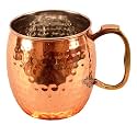 INDIAN ART VILLA Copper Nickel Round Shaped Thumb Gripp Hammered Design Moscow Mule Beer Mug Cup, Volume-530ML
