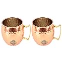 INDIAN ART VILLA Pure Copper Bucket Shaped Diamond Hammered Design Moscow Mule Beer Mug Cup, Best for Beer Cocktail Parties, Barware, Volume-450ML