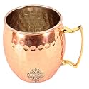 INDIAN ART VILLA Pure Copper Bucket Shaped Diamond Hammered Design Moscow Mule Beer Mug Cup, Best for Beer Cocktail Parties, Barware, Volume-450ML