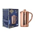 Indian Art Villa Copper Plain Design Water Jug with Lid – 1700 ML, Ayurvedic Health Benefits, Handcrafted Copper Drinkware for Home, Kitchen, Office, and Gifting