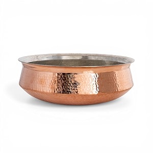 indian art villa pure copper lagan handi with tin lining hammered cookware for hyderabadi dum biryani rice and vegnonveg 12 inch 6 litre