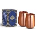 INDIAN ART VILLA Pure Copper Lacqure Coted Round Shaped Glass, Drinkware &amp; Tableware, Volume- 355 ML, Pack of 2