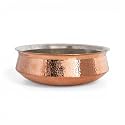 INDIAN ART VILLA Pure Copper Lagan Handi with Tin Lining, Hammered Cookware for Hyderabadi Dum Biryani Rice and Veg/Nonveg, 14 inch