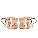 INDIAN ART VILLA Pure Copper Mathat Shaped Hammered Design Moscow Mule Beer Mug Cup, Volume-400ML, Set of 4