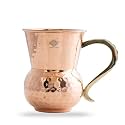 INDIAN ART VILLA Pure Copper Mathat Shaped Hammered Design Moscow Mule Beer Mug Cup, Volume-400ML