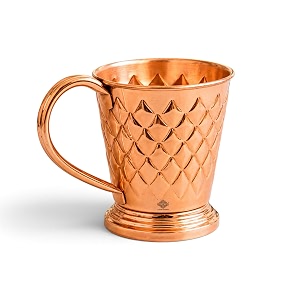 indian art villa pure copper bucket shaped diamond hammered design moscow mule beer mug cup best for beer cocktail parties barware volume-450ml