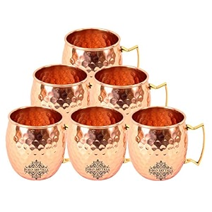 indian art villa pure copper round shaped shine hammered design moscow mule beer mug cup best for beer cocktail parties barware volume-530ml