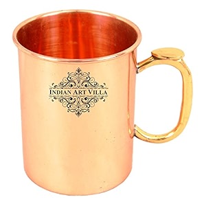 indian art villa pure copper cone shaped hammered design moscow mule beer mug cup best for beer cocktail parties barware volume-400ml