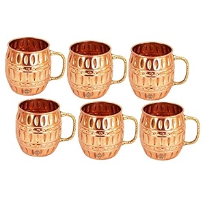 indian art villa pure copper round barrel shaped design moscow mule beer mug cup best for beer cocktail parties barware volume-530ml