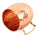 INDIAN ART VILLA Pure Copper Round Shaped Shine Hammered Design Moscow Mule Beer Mug Cup, Best for Beer Cocktail Parties, Barware, Volume-530ML