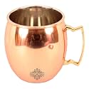 INDIAN ART VILLA Pure Copper Round Shaped Plain Design Moscow Mule Beer Mug Cup, Volume-530ML