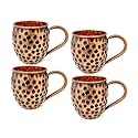 INDIAN ART VILLA Pure Copper Round Shaped Black Hammered Design Moscow Mule Beer Mug Cup, Volume-500ML, Set of 4