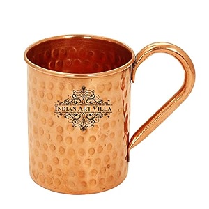 indian art villa pure copper straight shaped hammered design moscow mule beer mug cup best for beer cocktail parties barware volume-415ml