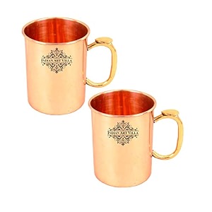 indian art villa pure copper straight shaped thumb gripp handled plain design moscow mule beer mug cup volume-530ml