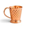 INDIAN ART VILLA Pure Copper Bucket Shaped Diamond Hammered Design Moscow Mule Beer Mug Cup, Best for Beer Cocktail Parties, Barware, Volume-450ML