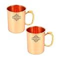 INDIAN ART VILLA Pure Copper Straight Shaped Thumb Gripp Handled Plain Design Moscow Mule Beer Mug Cup, Volume-530ML