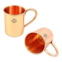 INDIAN ART VILLA Pure Copper Straight Shaped Rolled Edge Plain Design Moscow Mule Beer Mug Cup, Best for Beer Cocktail Parties, Barware, Volume-400ML, Set of 2
