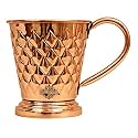 INDIAN ART VILLA Pure Copper Bucket Shaped Diamond Hammered Design Moscow Mule Beer Mug Cup, Best for Beer Cocktail Parties, Barware, Volume-450ML