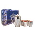Indian Art Villa Steel Copper Luxury Jug with 4 Glasses Gift Set – Durable and Elegant Drinkware, Ayurvedic Health Benefits, Perfect for Home, Gifting, Festivals, and Special Occasions