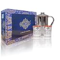 INDIAN ART VILLA Steel Copper Drinkware Gift Set of Embossed Design 1 Jug &amp; 2 Glass with Blue Box, Gift Item for Diwali, Bithday &amp; Parties, Jug-1.5 Litre &amp; Glass-300 ml