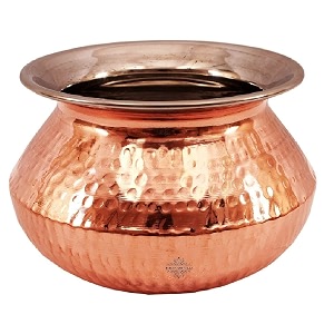 indian art villa steel copper hammered design punjabi handi tableware amp serveware item for home hotel amp restaurants volume-1700 ml