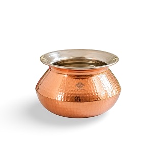 indian art villa steel copper hammered design punjabi handi tableware amp serveware item for home hotel amp restaurants volume-2800 ml