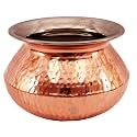 Indian Art Villa Steel Copper Hammered Design Punjabi Handi, Tableware &amp; Serveware Item for Home, Hotel &amp; Restaurants, Volume-1700 ml