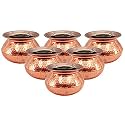 Indian Art Villa Steel Copper Hammered Design Punjabi Handi, Tableware &amp; Serveware Item for Home, Hotel &amp; Restaurants, Volume-1700 ml, Set of 6