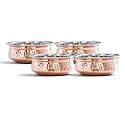 INDIAN ART VILLA Steel Copper Serving Handi Bowl, Serveware & Tableware, Home Restaurant, Volume-300 ML, Pack of 4