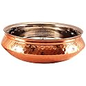 Indian Art Villa Steel Copper Serving Handi Bowl, Serveware &amp; Tableware, Home Restaurant, Volume-3100 ML, Pack of 1