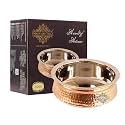Indian Art Villa Steel Copper Serving Handi Bowl, Serveware & Tableware, Home Restaurant, Volume-300 ML, Pack of 1