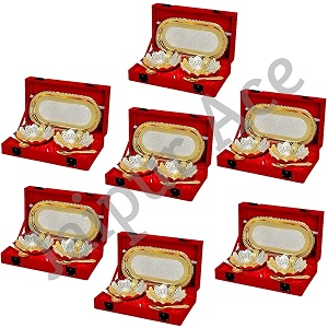indian brass floral bowl pack of 2 golden - set of 7 4200 ml