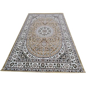 beautiful home dcor 6x9 feet kashmiri design soft thick silk carpet for living room gold 180 x 270 cm