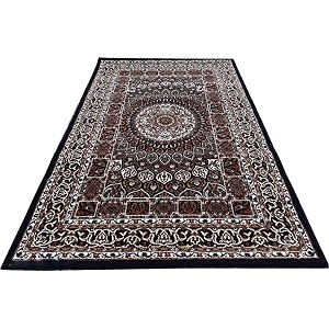 kashmiri design thick n soft bedside runner carpets for home living room bedroom drawing room hall 4x6 feet blue colour