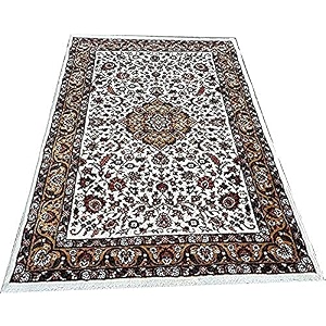 carpet for living room bedroom dining room hall floor kitchen office beautiful home dcor 2x6 feet kashmiri design persian soft thick silk ivory 60 x 180 cm