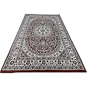 Beautiful Home Décor 5x7 Feet Kashmiri Design Soft Thick Silk Carpet for Living Room (Maroon, 150 x 210 Cm)